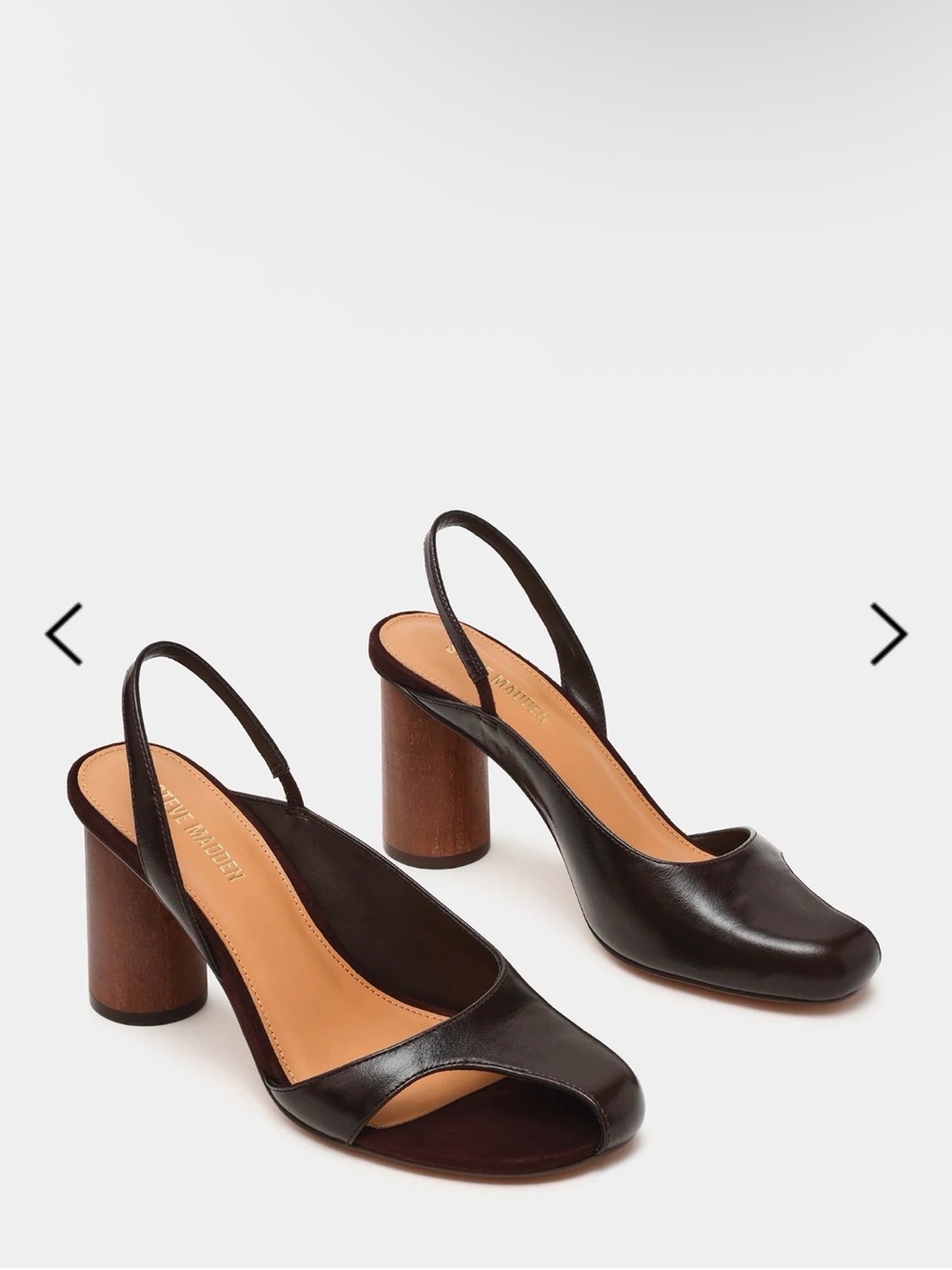 Brown Leather Slingback Block Heel Sandals